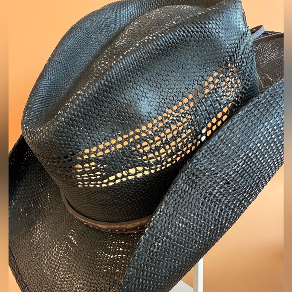 SCALA by Dorfman Unisex Black Straw Cowboy style Hat size large/Xlarge - Picture 4 of 16